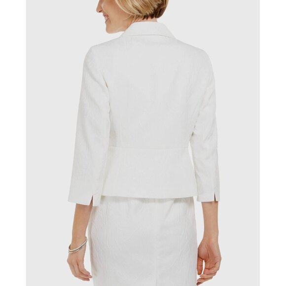 NWT Womens Size 12 Kasper 3/4-Sleeve Textured-Leaf One-Button Blazer Jacket NEW - Picture 2 of 3